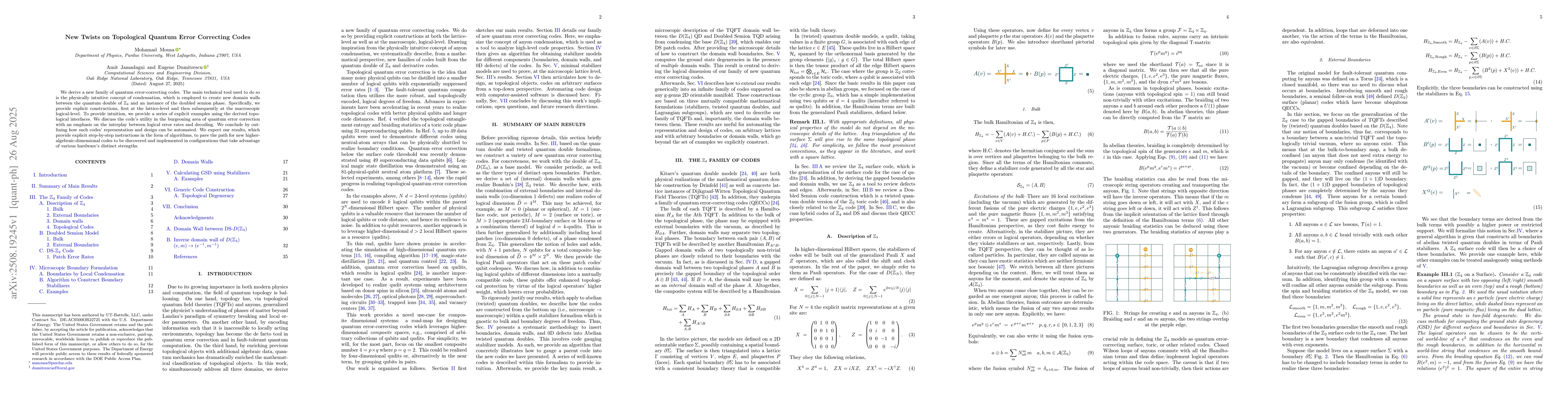 Thumbnail for New Twists on Topological Quantum Error Correcting Codes