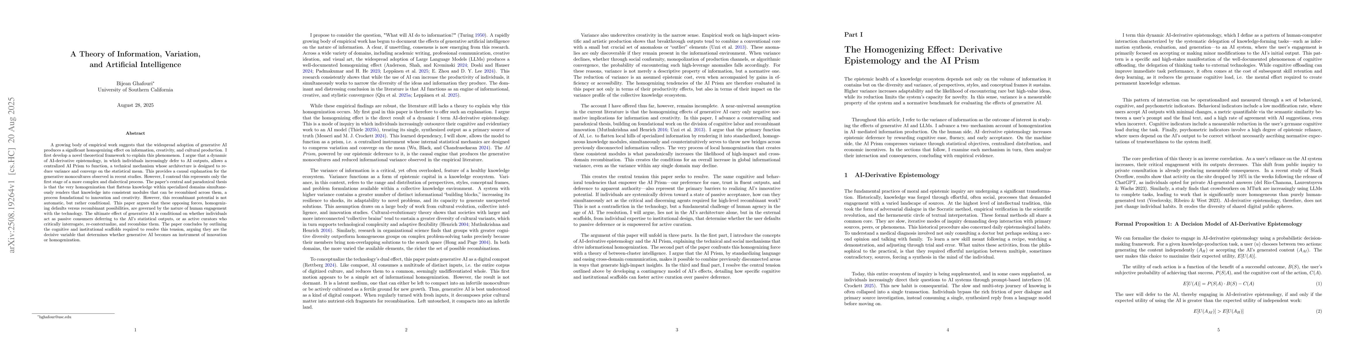 Thumbnail for A Theory of Information, Variation, and Artificial Intelligence