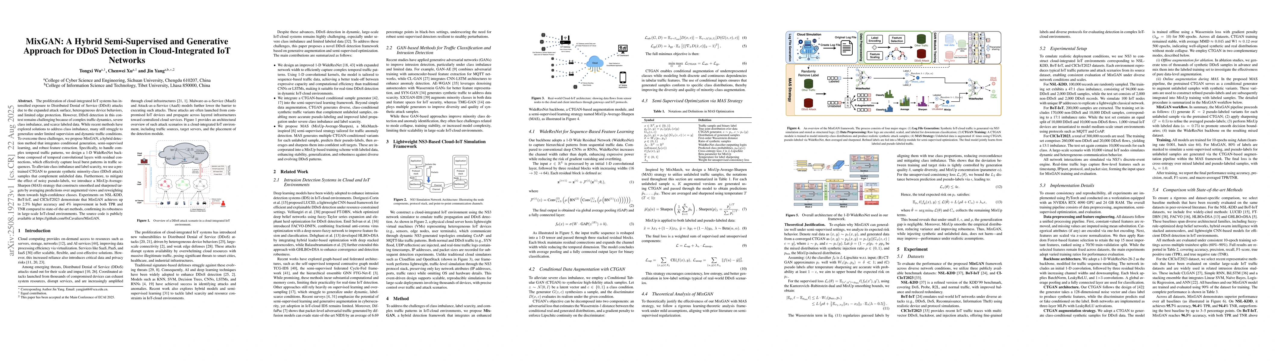 Thumbnail for MixGAN: A Hybrid Semi-Supervised and Generative Approach for DDoS
  Detection in Cloud-Integrated IoT Networks