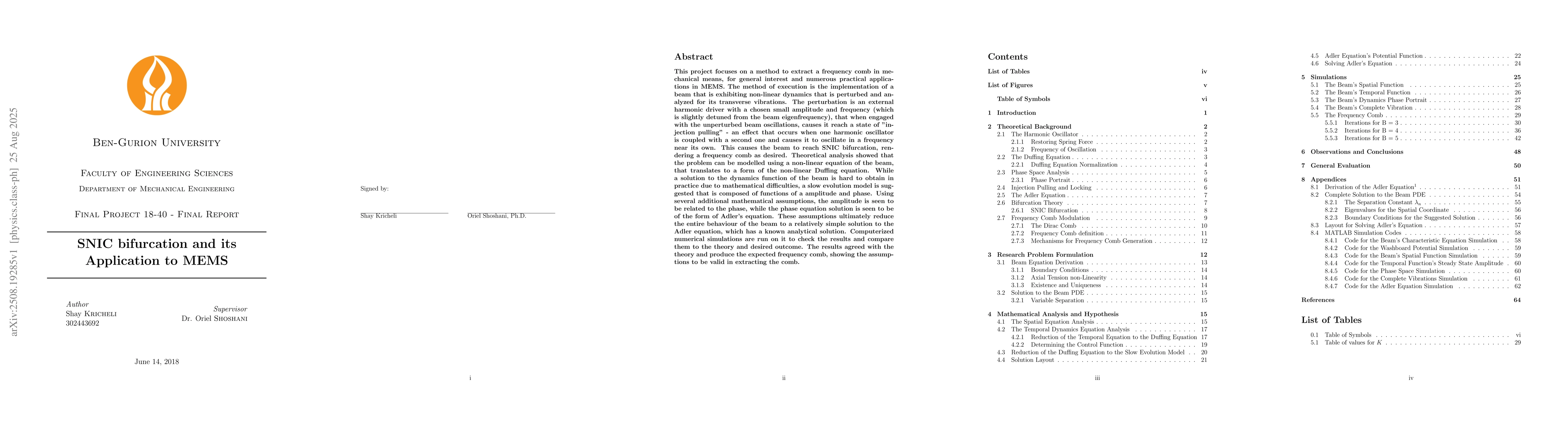 Thumbnail for SNIC bifurcation and its Application to MEMS