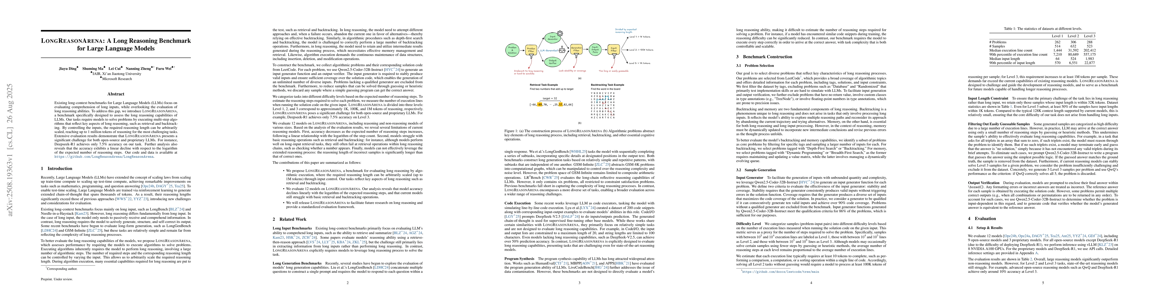 Thumbnail for LongReasonArena: A Long Reasoning Benchmark for Large Language Models