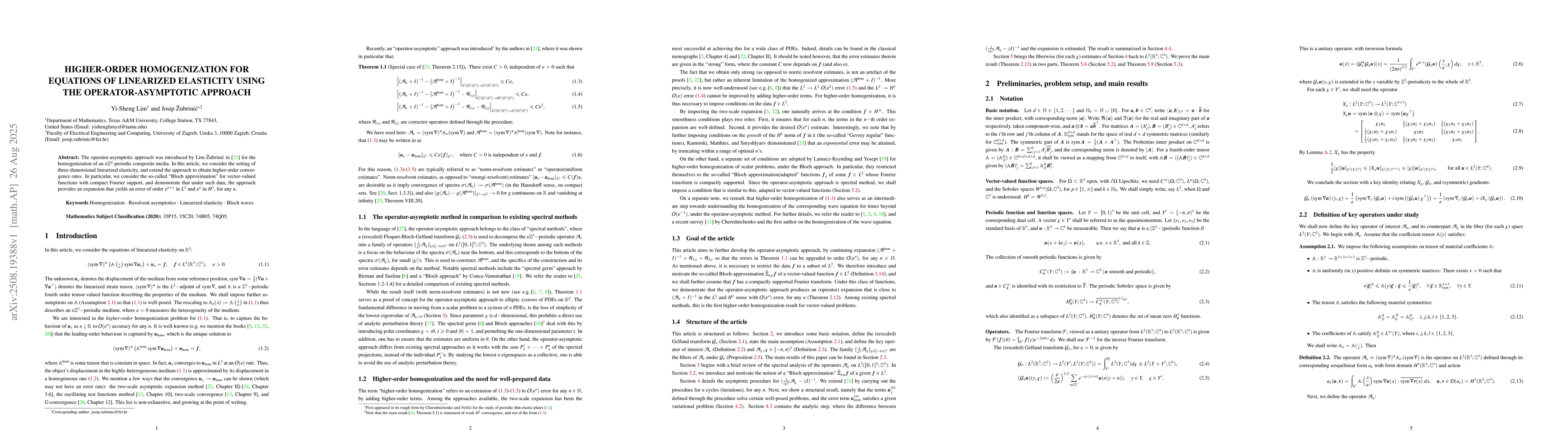 Thumbnail for Higher-order homogenization for equations of linearized elasticity using
  the operator-asymptotic approach