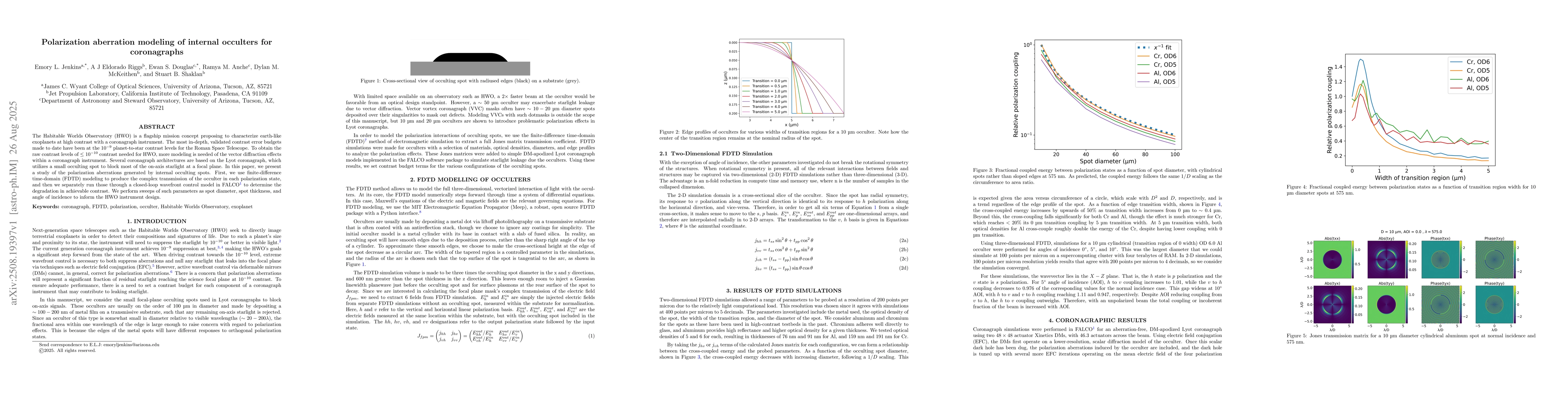 Thumbnail for Polarization aberration modeling of internal occulters for coronagraphs