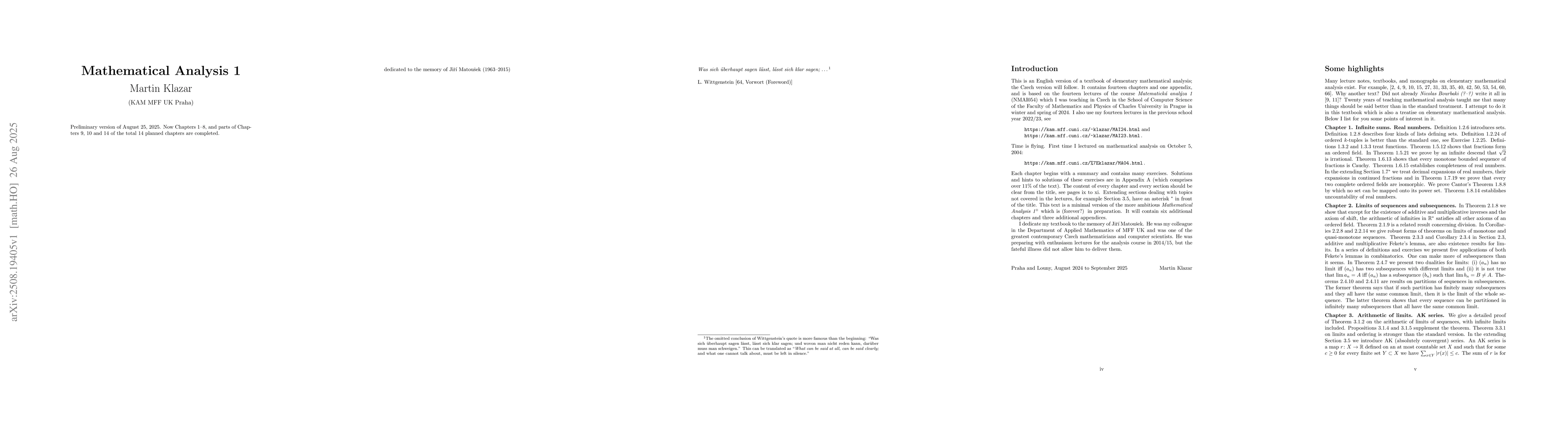 Thumbnail for Mathematical Analysis 1