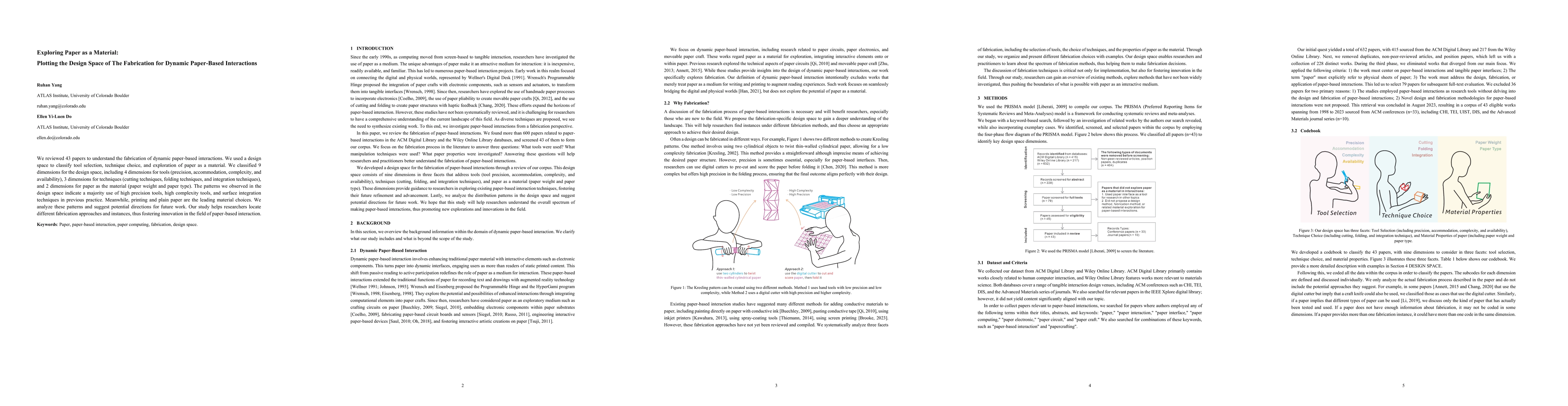 Thumbnail for Exploring Paper as a Material: Plotting the Design Space of The
  Fabrication for Dynamic Paper-Based Interactions