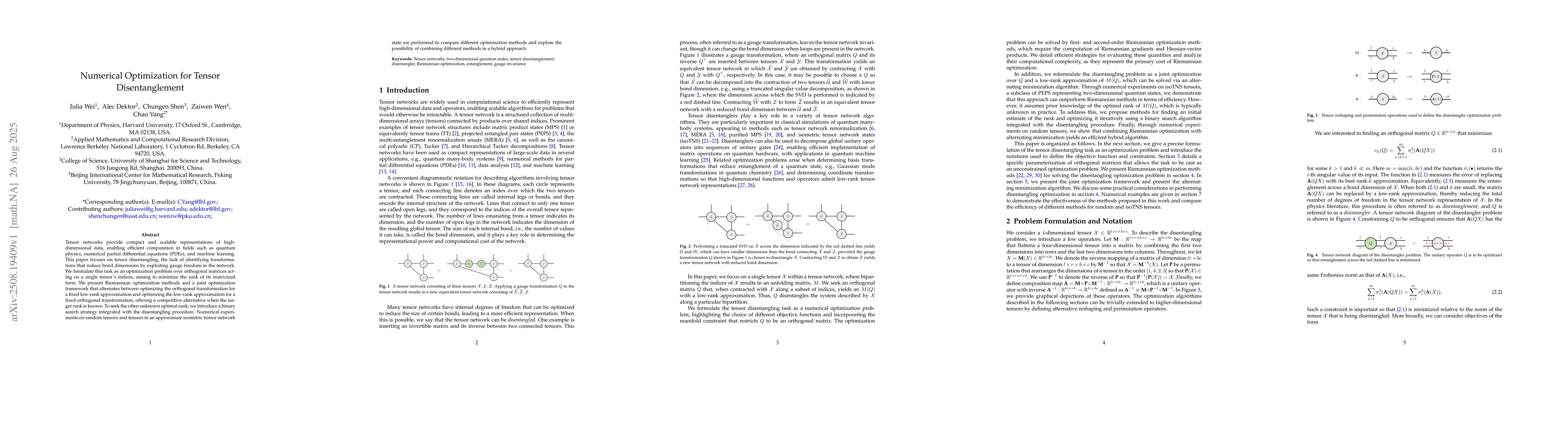 Thumbnail for Numerical Optimization for Tensor Disentanglement