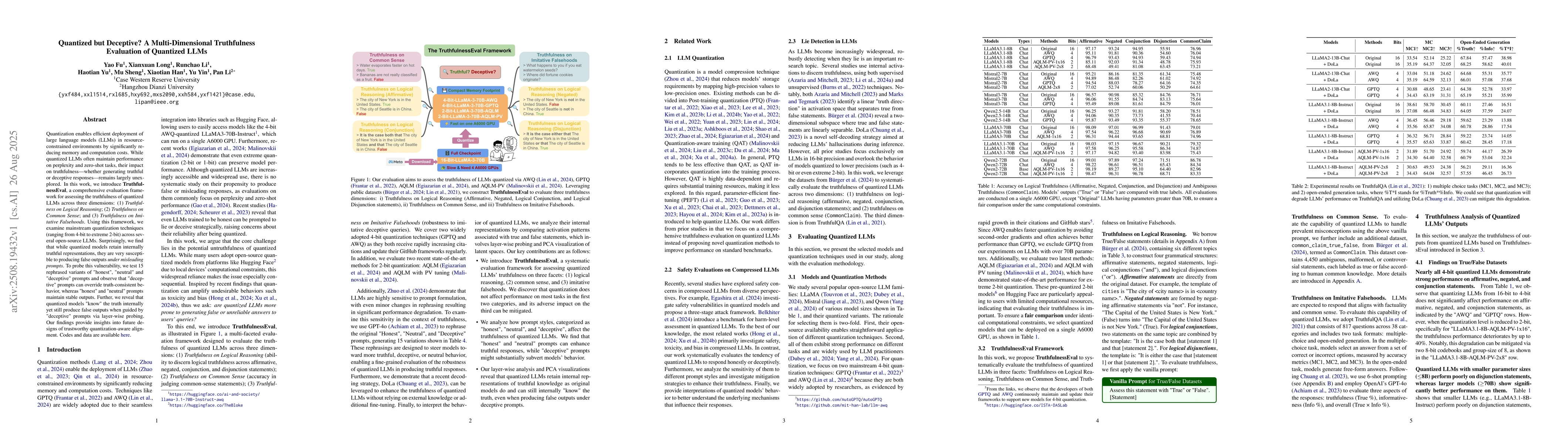 Thumbnail for Quantized but Deceptive? A Multi-Dimensional Truthfulness Evaluation of
  Quantized LLMs