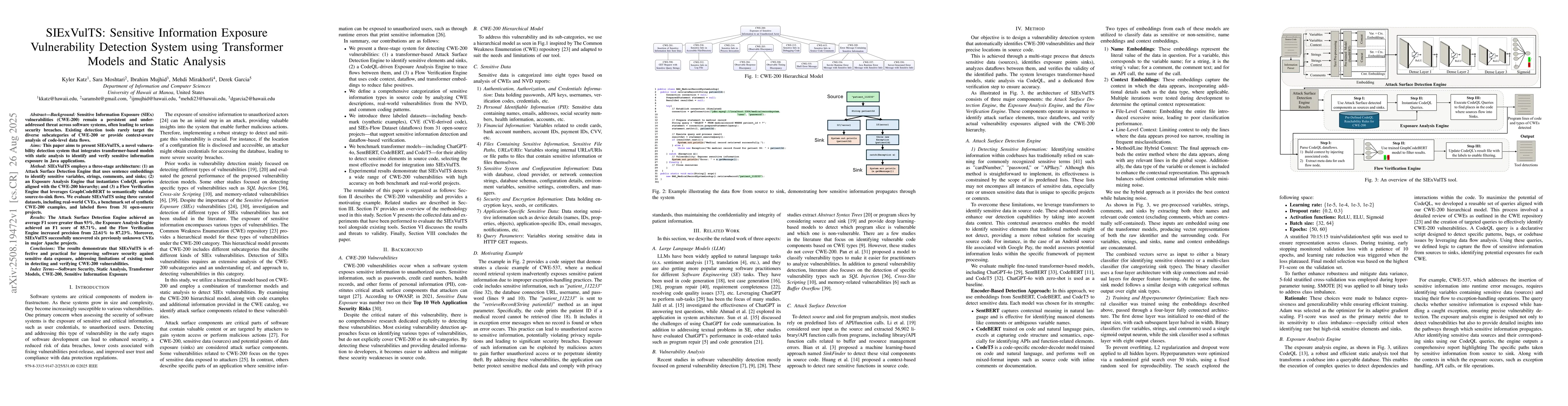 Thumbnail for SIExVulTS: Sensitive Information Exposure Vulnerability Detection System
  using Transformer Models and Static Analysis