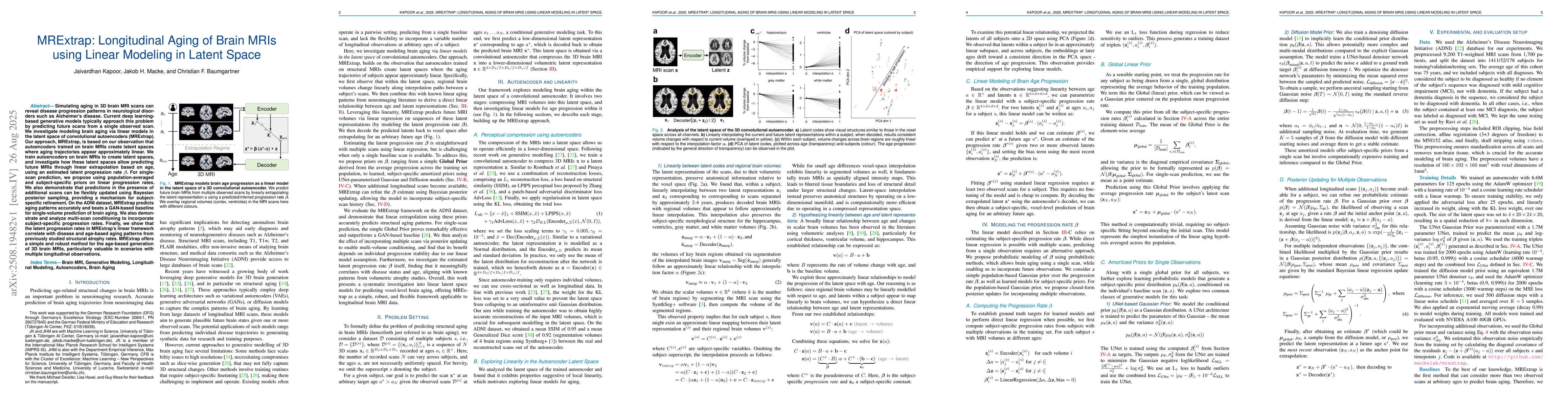 Thumbnail for MRExtrap: Longitudinal Aging of Brain MRIs using Linear Modeling in
  Latent Space