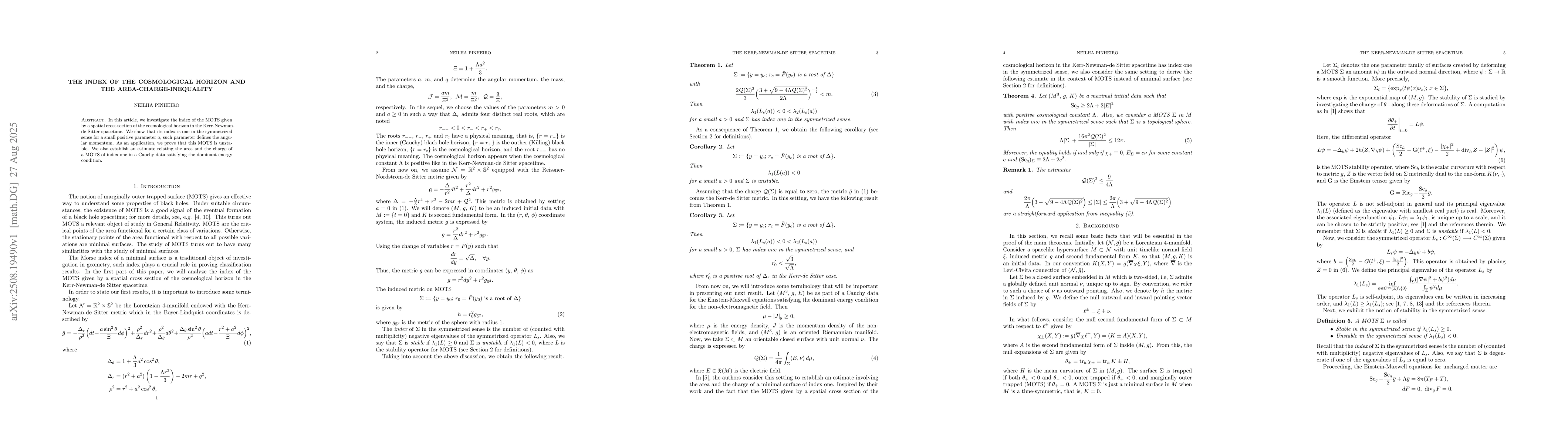 Thumbnail for The index of the cosmological horizon and the area-charge-inequality