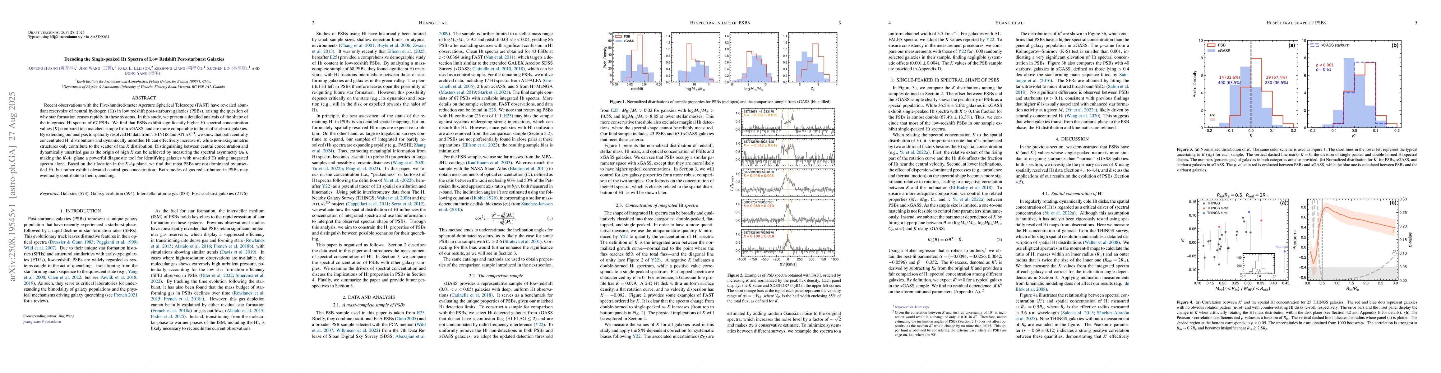 Thumbnail for Decoding the Single-peaked HI Spectra of Low Redshift Post-starburst
  Galaxies