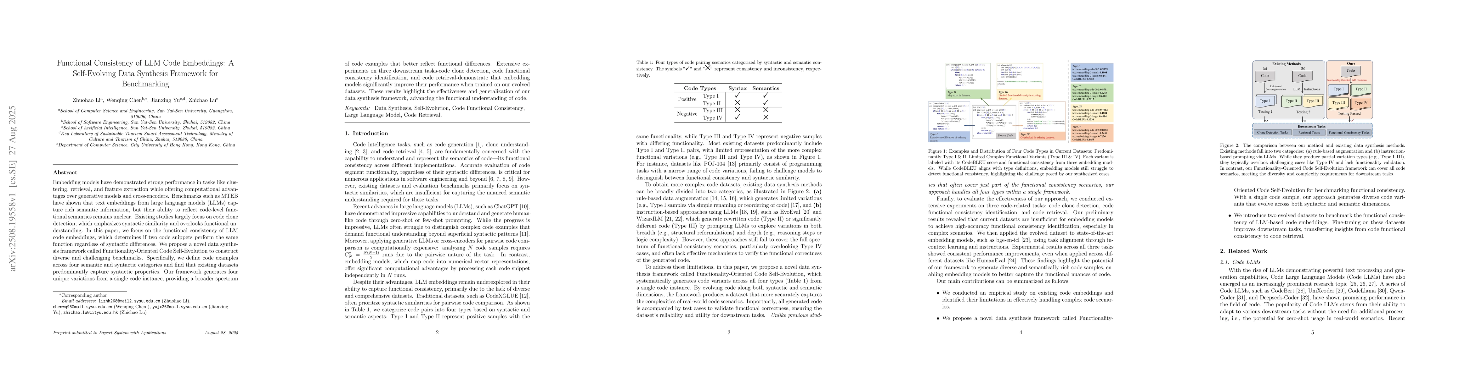 Thumbnail for Functional Consistency of LLM Code Embeddings: A Self-Evolving Data
  Synthesis Framework for Benchmarking