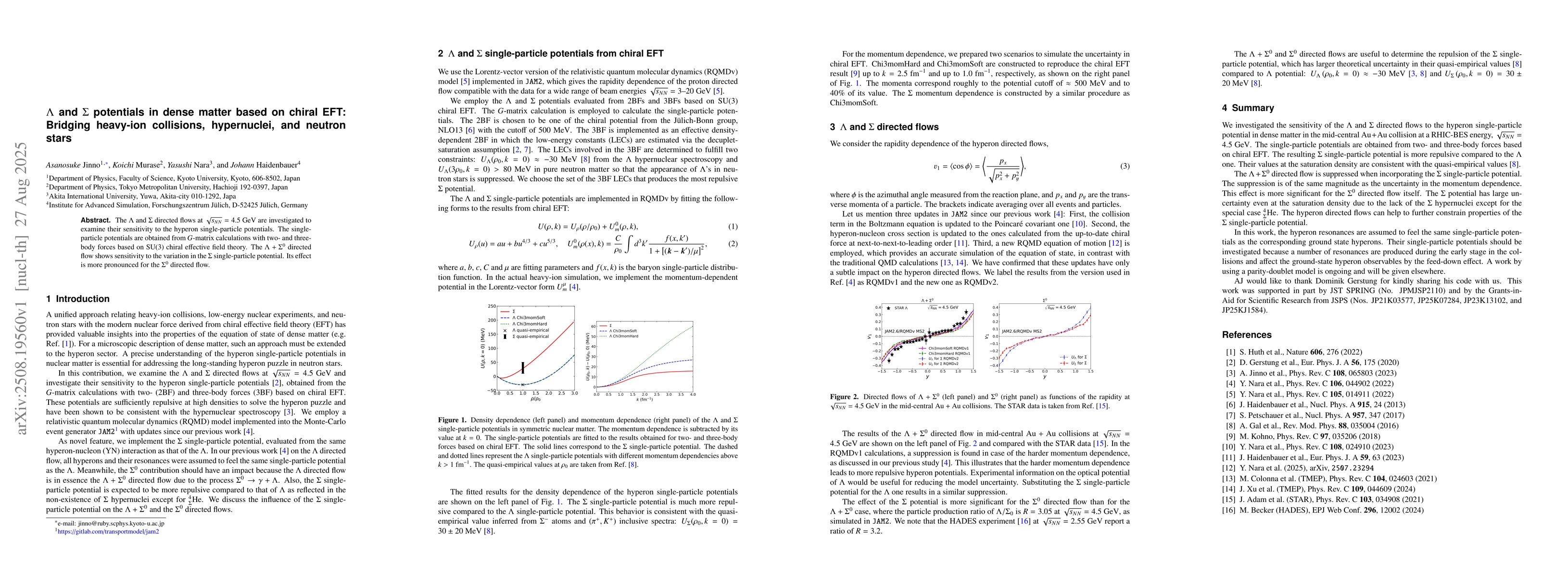 Thumbnail for $Λ$ and $Σ$ potentials in dense matter based on chiral EFT:
  Bridging heavy-ion collisions, hypernuclei, and neutron stars