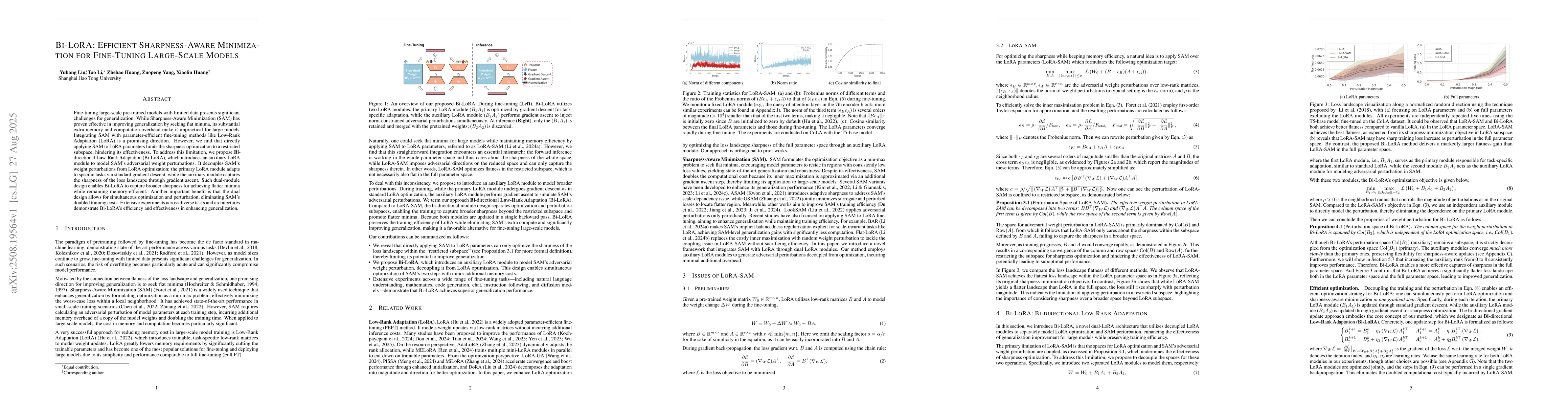 Thumbnail for Bi-LoRA: Efficient Sharpness-Aware Minimization for Fine-Tuning
  Large-Scale Models