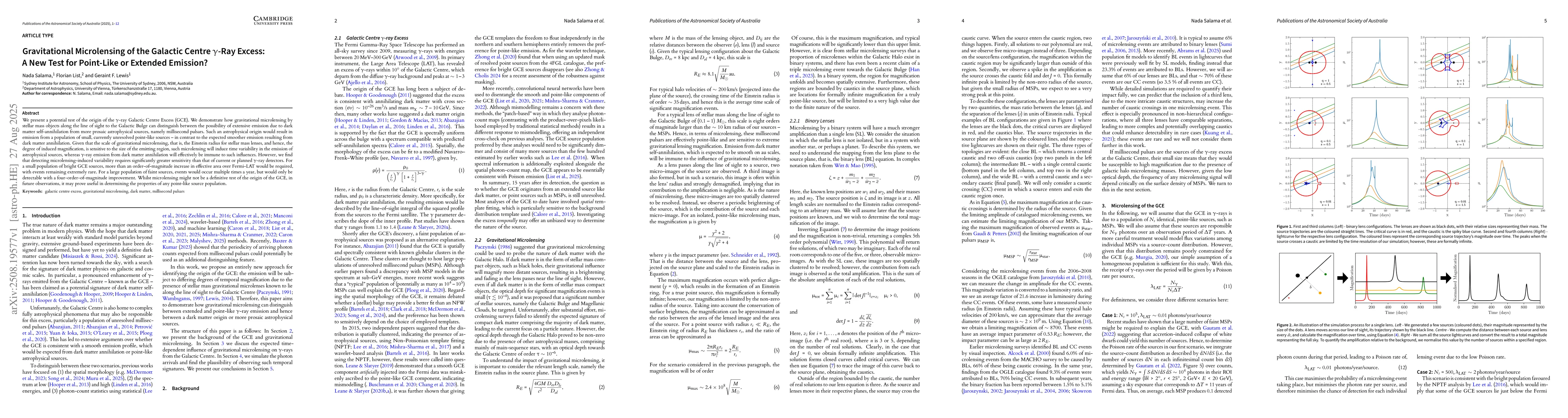 Thumbnail for Gravitational Microlensing of the Galactic Centre $γ$-Ray Excess: A
  New Test for Point-Like or Extended Emission?