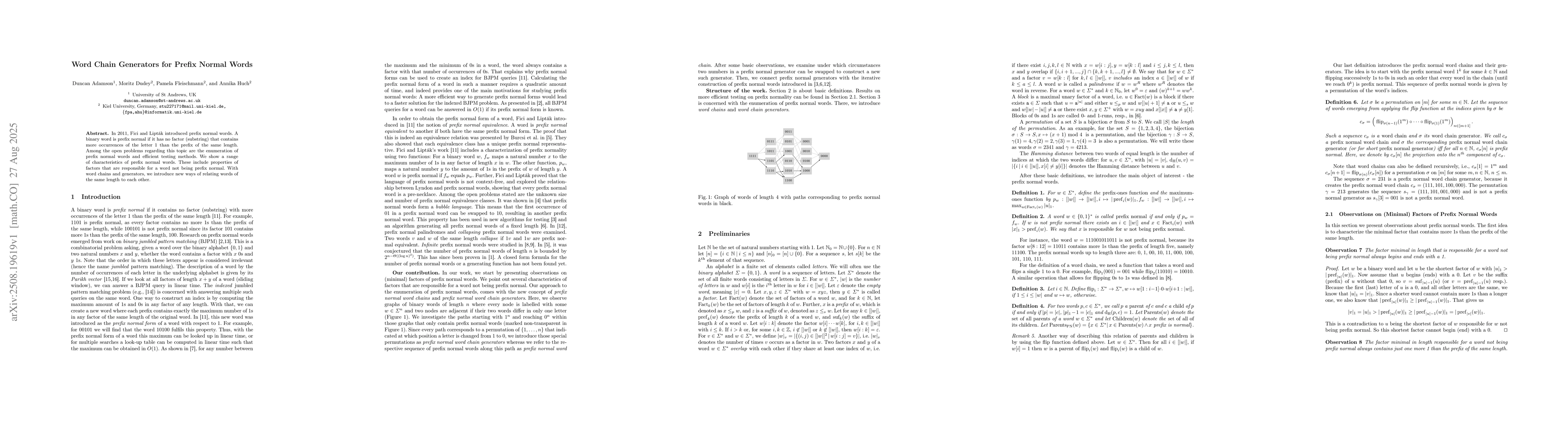 Thumbnail for Word Chain Generators for Prefix Normal Words