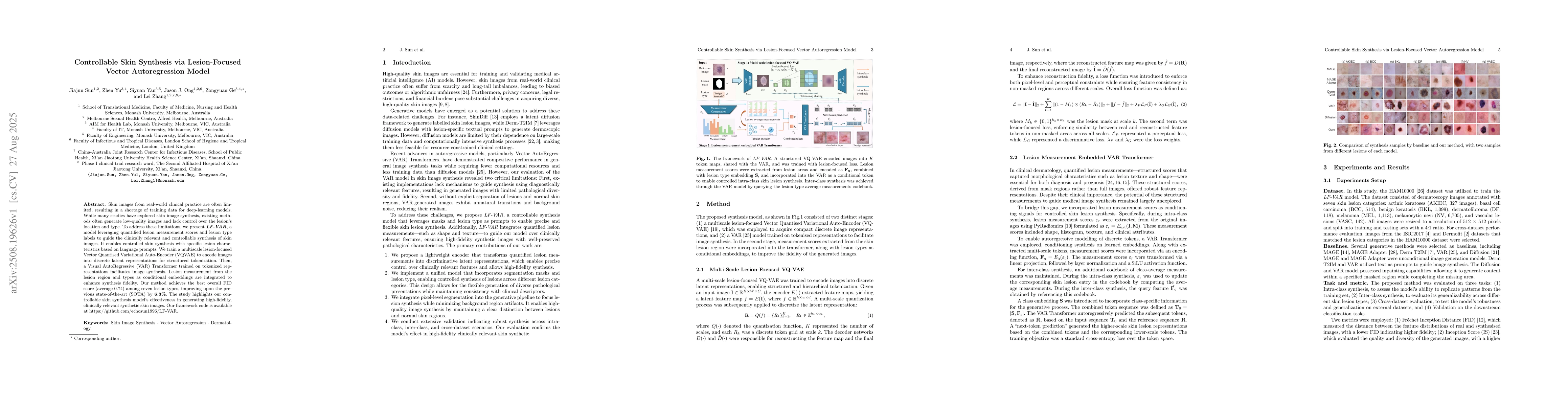 Thumbnail for Controllable Skin Synthesis via Lesion-Focused Vector Autoregression
  Model
