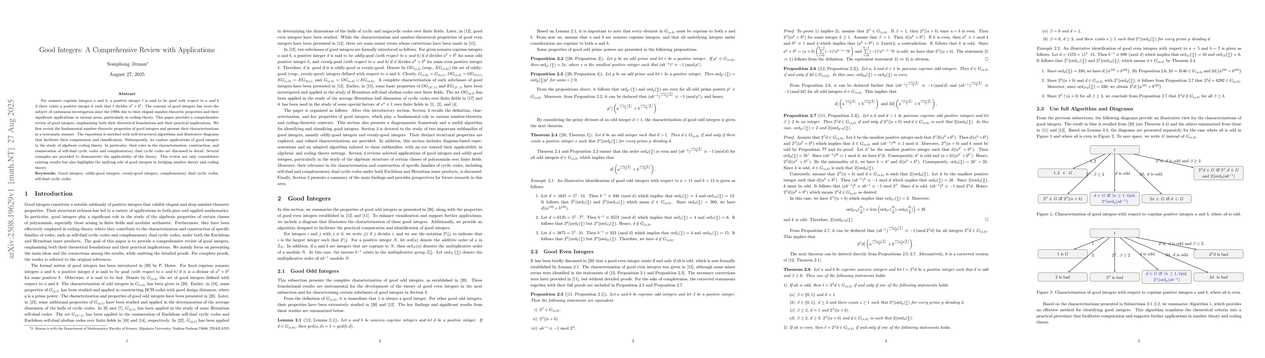 Thumbnail for Good Integers: A Comprehensive Review with Applications