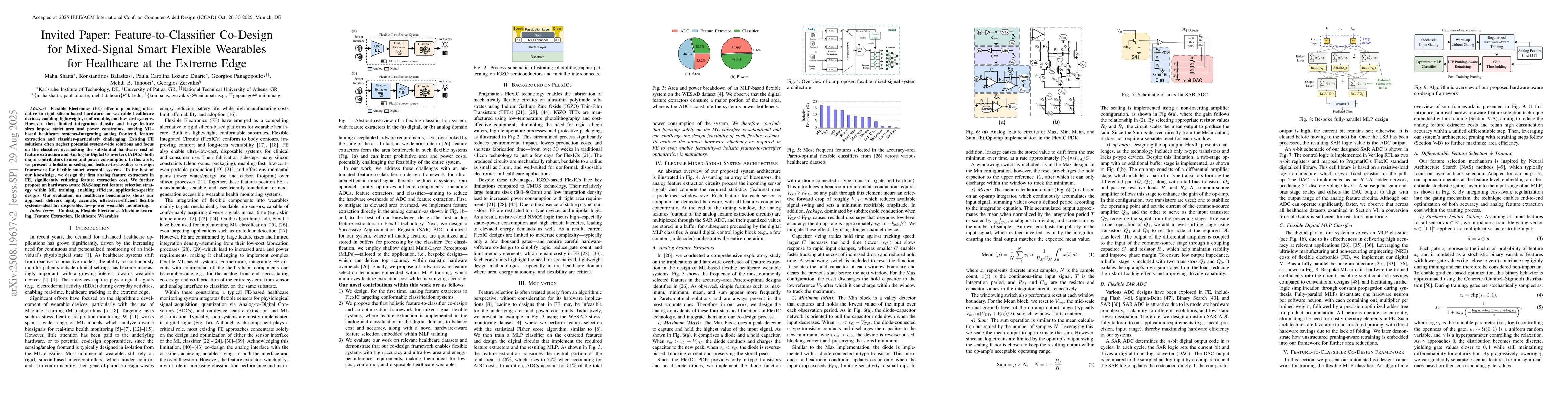 Thumbnail for Invited Paper: Feature-to-Classifier Co-Design for Mixed-Signal Smart
  Flexible Wearables for Healthcare at the Extreme Edge