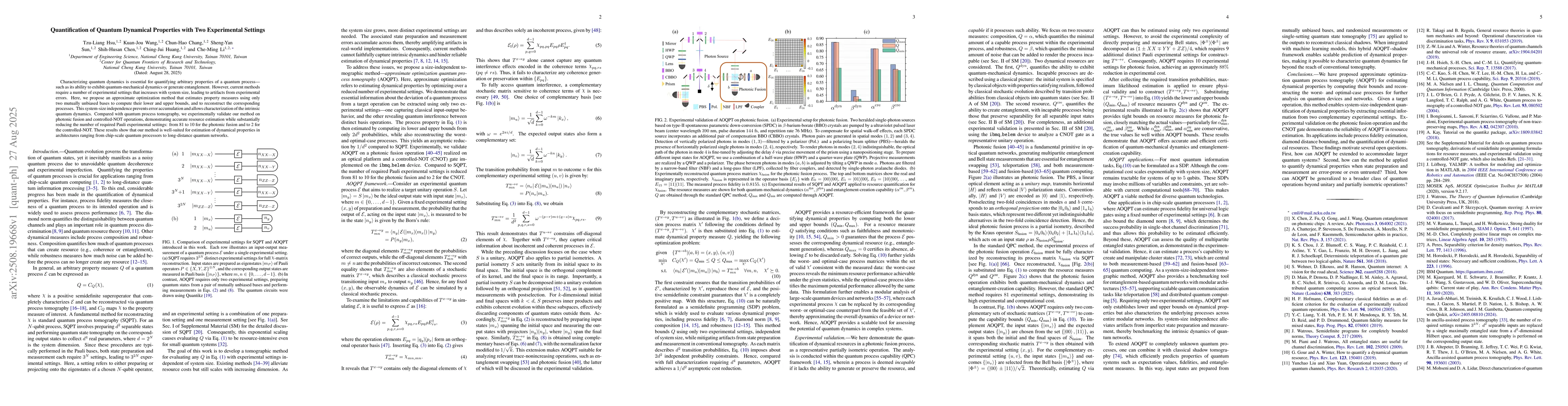 Thumbnail for Quantification of Quantum Dynamical Properties with Two Experimental
  Settings