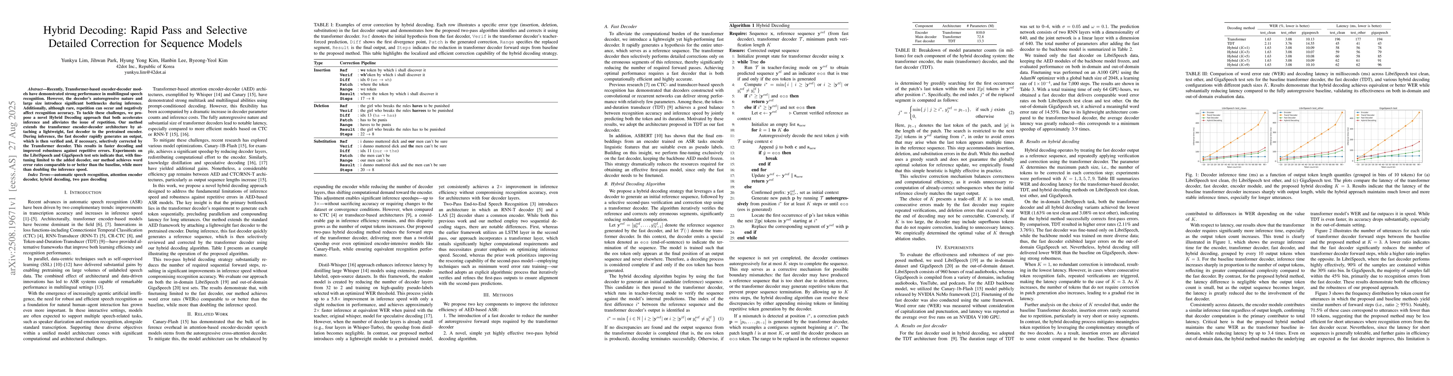 Thumbnail for Hybrid Decoding: Rapid Pass and Selective Detailed Correction for
  Sequence Models