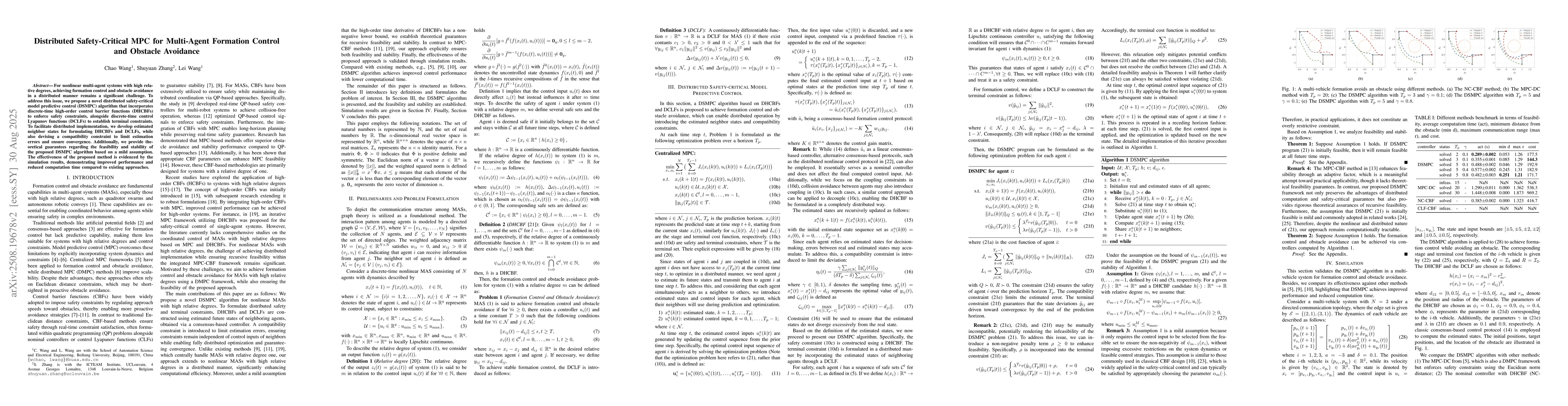 Thumbnail for Distributed Safety-Critical MPC for Multi-Agent Formation Control and
  Obstacle Avoidance