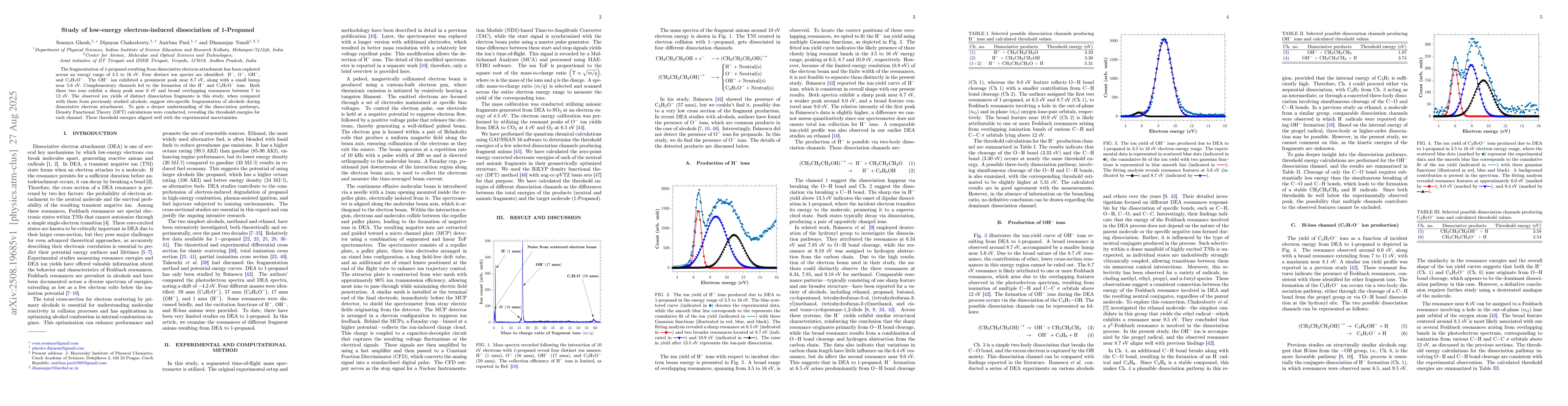 Thumbnail for Study of low-energy electron-induced dissociation of 1-Propanol