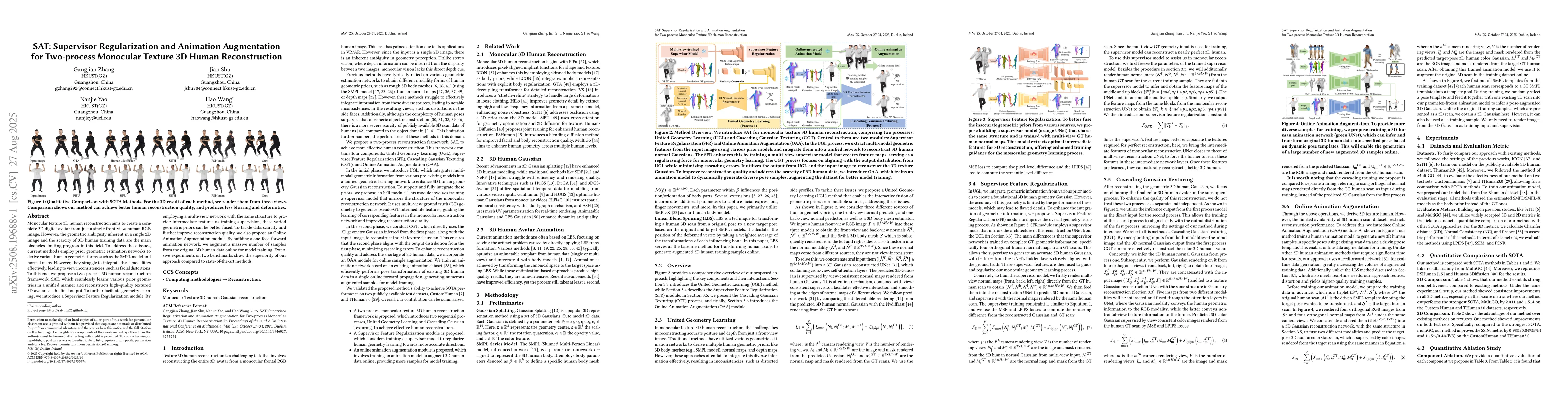 Thumbnail for SAT: Supervisor Regularization and Animation Augmentation for
  Two-process Monocular Texture 3D Human Reconstruction
