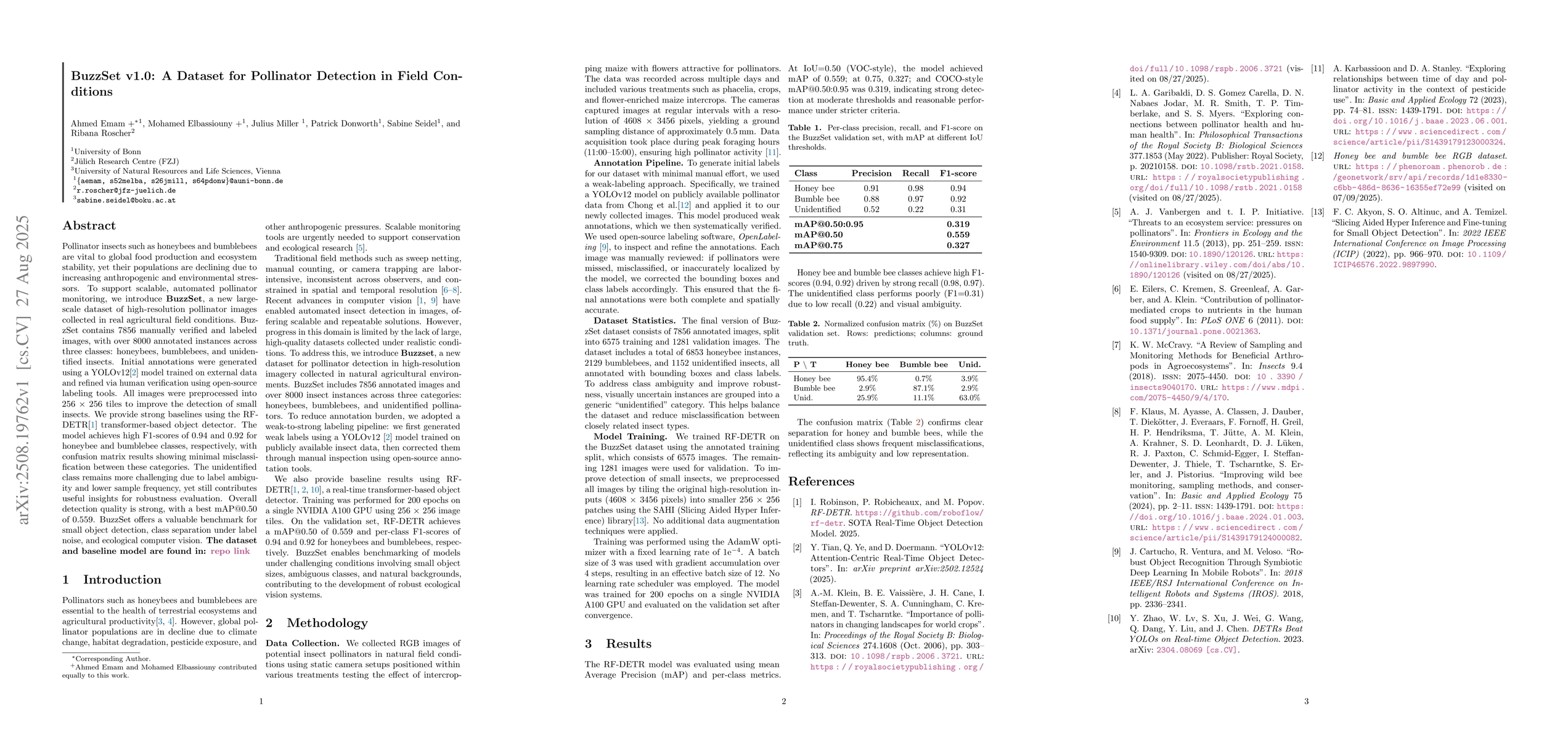 Thumbnail for BuzzSet v1.0: A Dataset for Pollinator Detection in Field Conditions