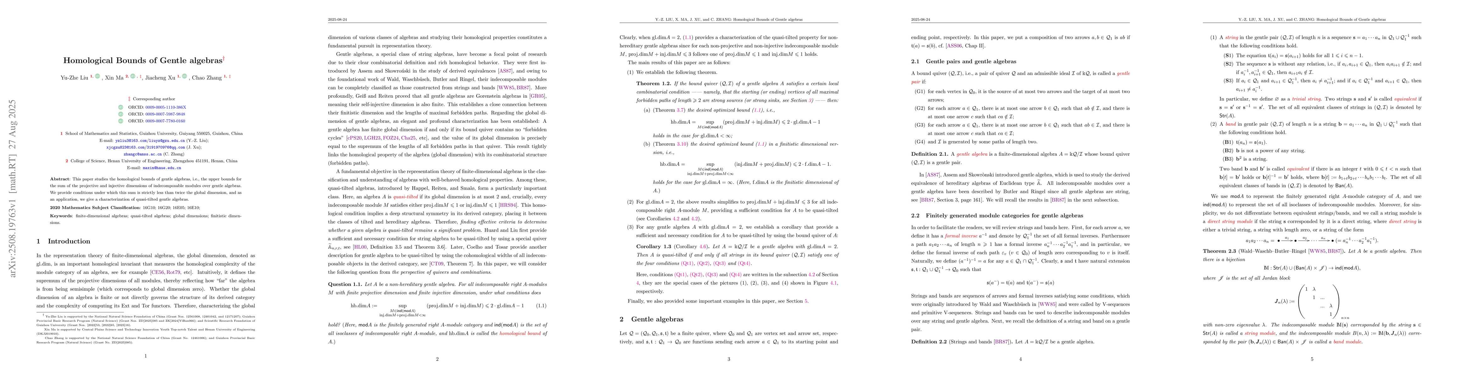 Thumbnail for Homological Bounds of Gentle algebras