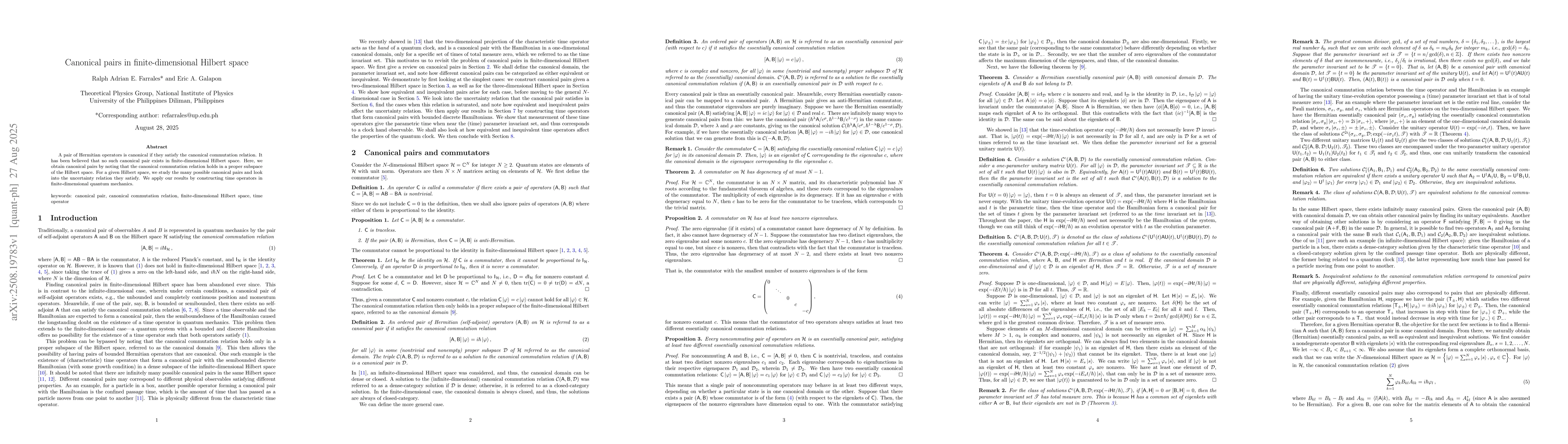 Thumbnail for Canonical pairs in finite-dimensional Hilbert space