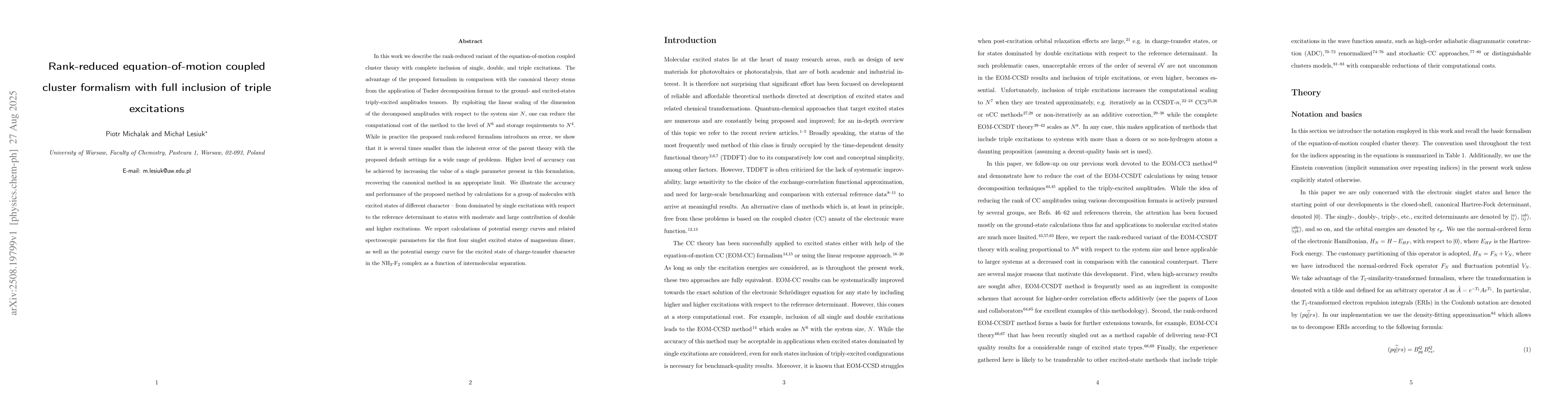 Thumbnail for Rank-reduced equation-of-motion coupled cluster formalism with full
  inclusion of triple excitations