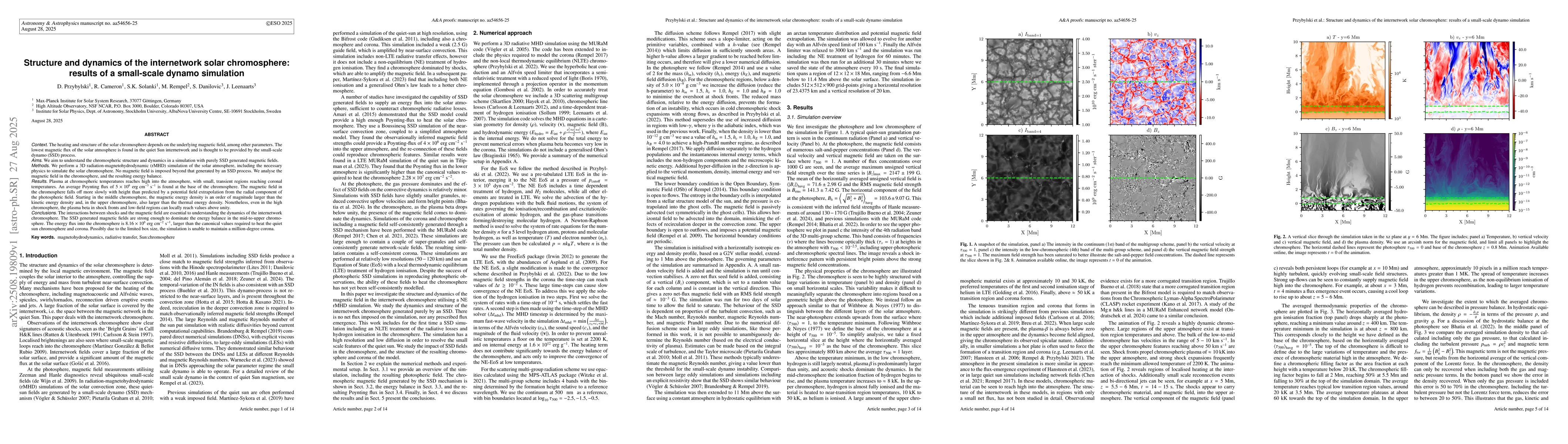 Thumbnail for Structure and dynamics of the internetwork solar chromosphere: results
  of a small-scale dynamo simulation