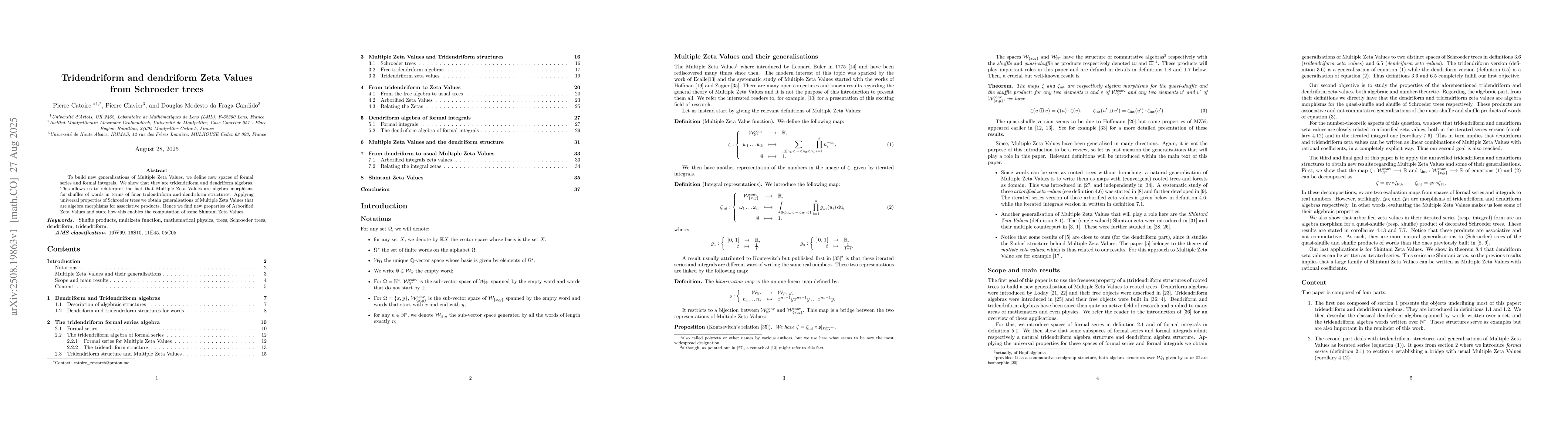 Thumbnail for Tridendriform and dendriform Zeta Values from Schroeder trees