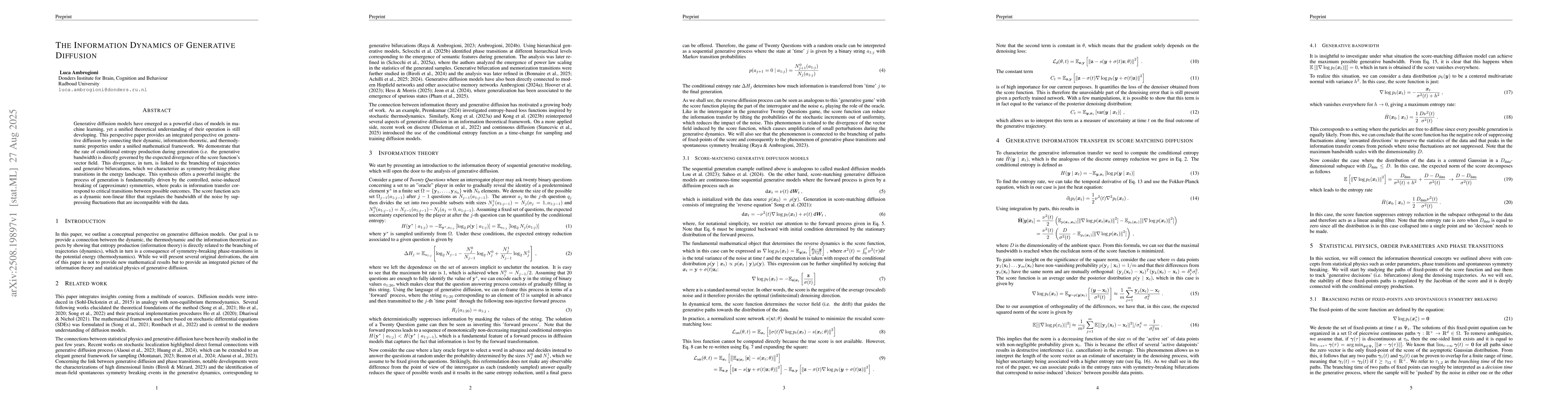 Thumbnail for The Information Dynamics of Generative Diffusion