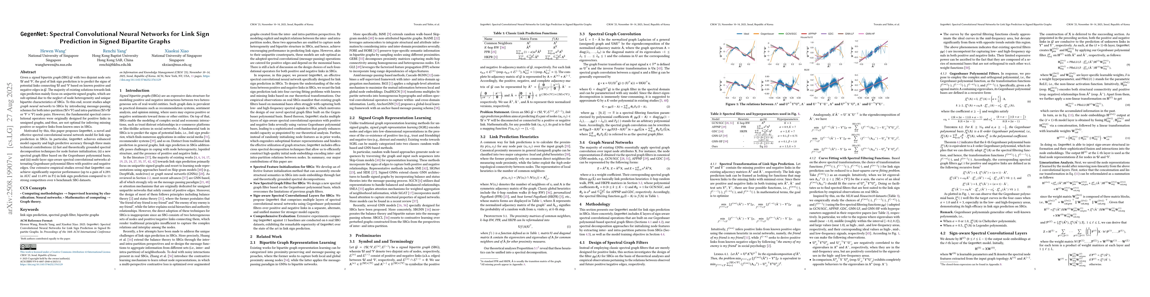 Thumbnail for GegenNet: Spectral Convolutional Neural Networks for Link Sign
  Prediction in Signed Bipartite Graphs