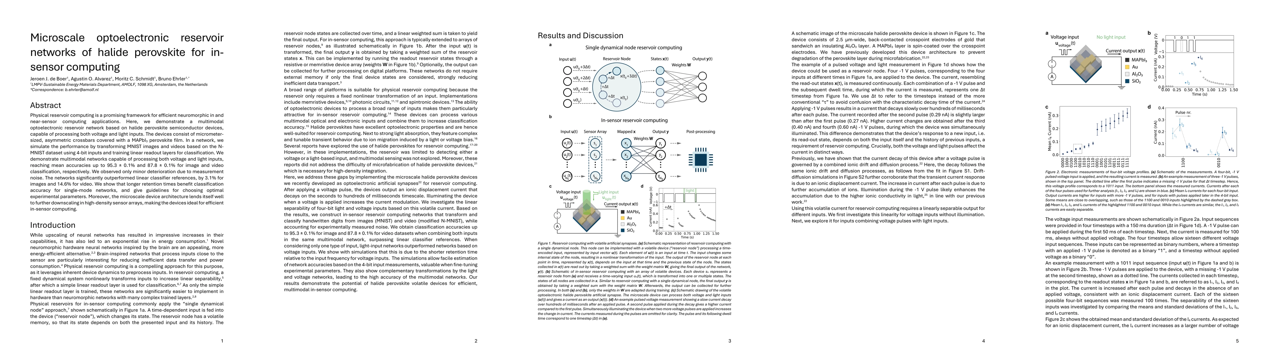 Thumbnail for Microscale optoelectronic reservoir networks of halide perovskite for
  in-sensor computing