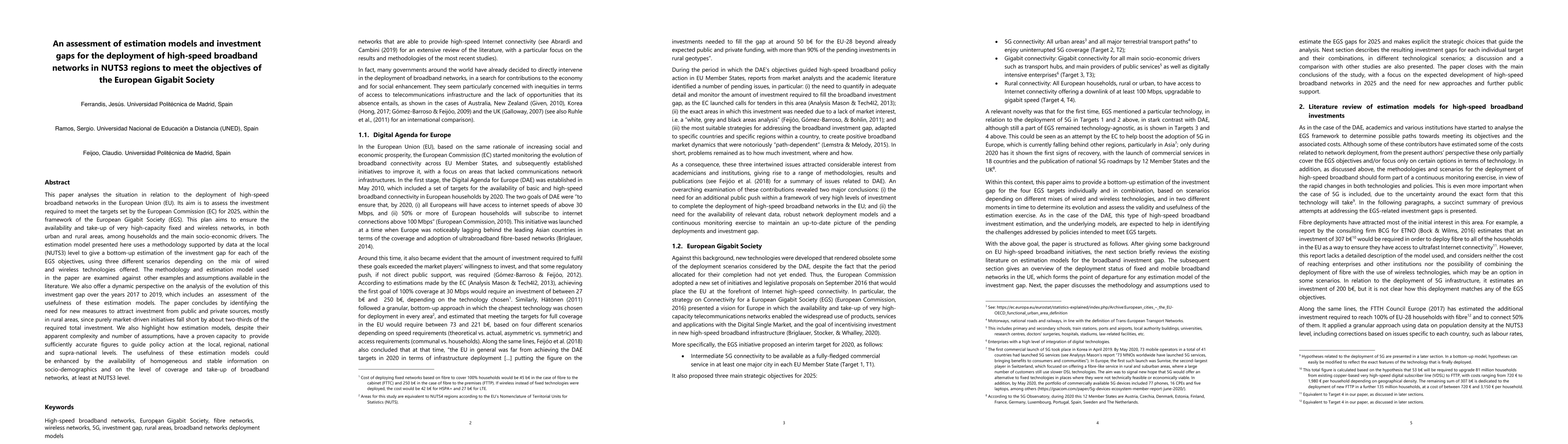 Thumbnail for An assessment of estimation models and investment gaps for the
  deployment of high-speed broadband networks in NUTS3 regions to meet the
  objectives of the European Gigabit Society