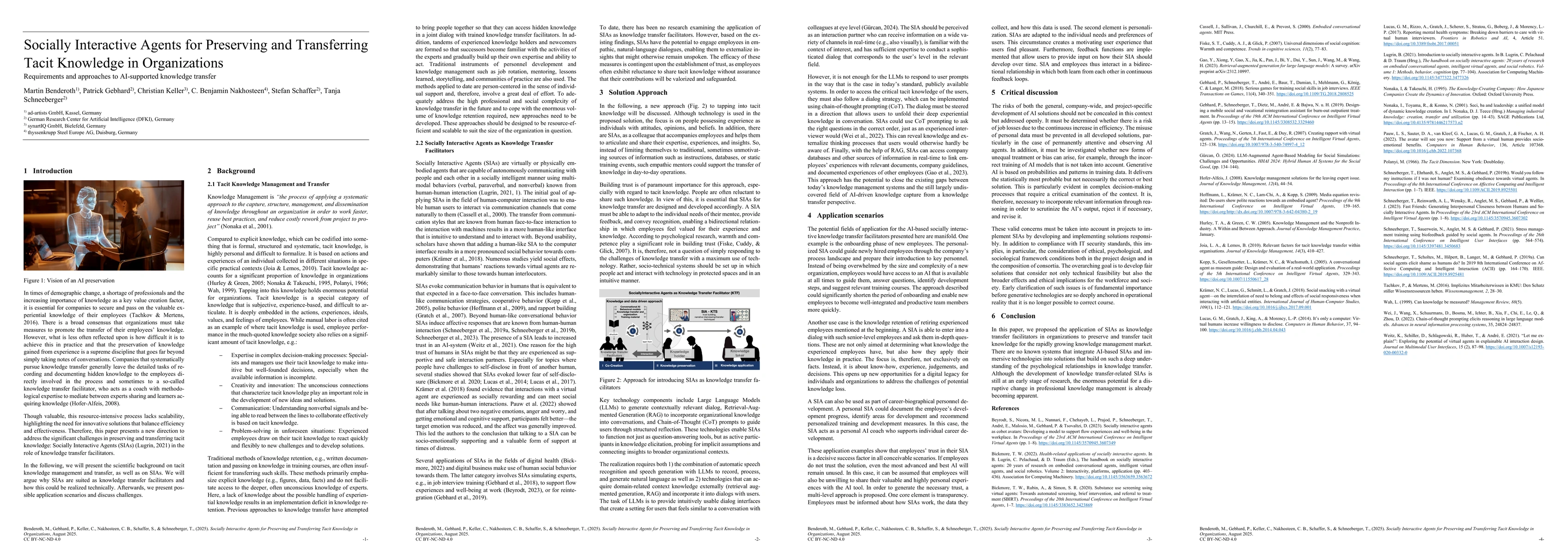 Thumbnail for Socially Interactive Agents for Preserving and Transferring Tacit
  Knowledge in Organizations