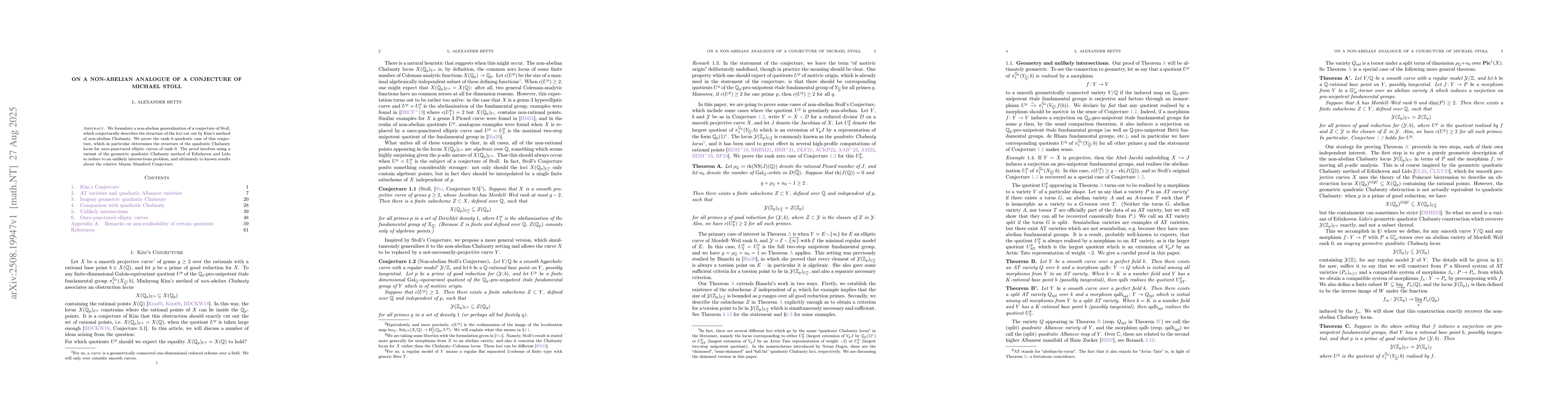 Thumbnail for On a non-abelian analogue of a conjecture of Michael Stoll