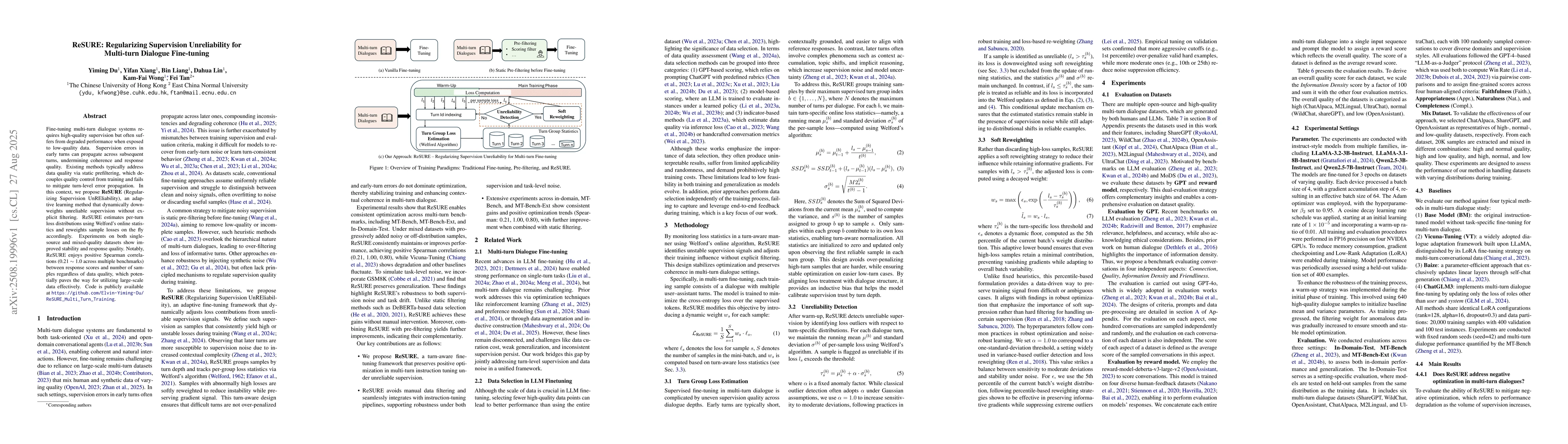 Thumbnail for ReSURE: Regularizing Supervision Unreliability for Multi-turn Dialogue
  Fine-tuning