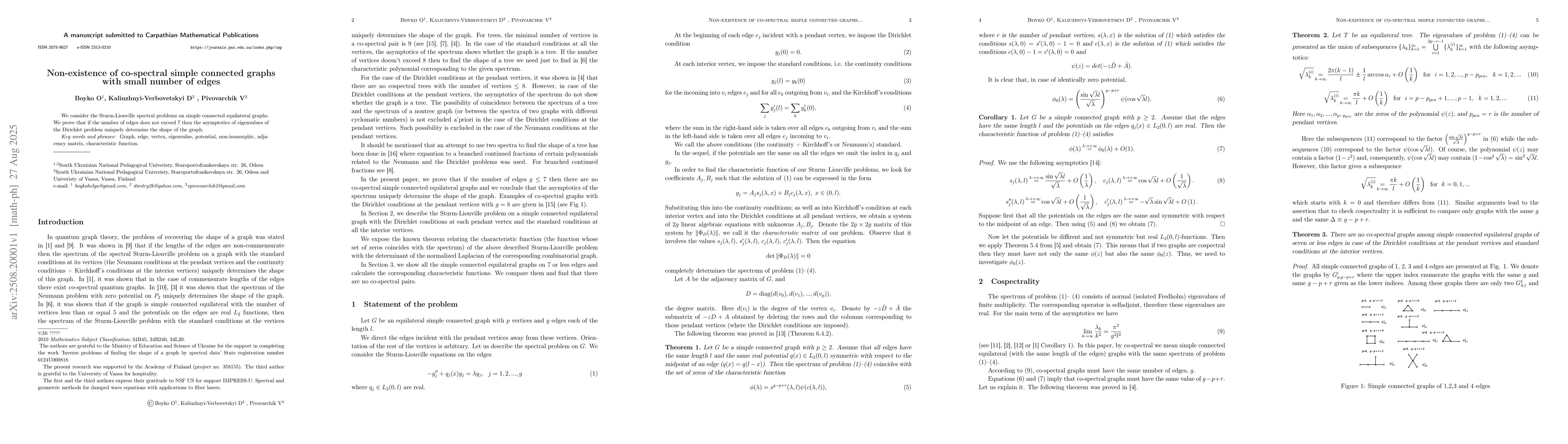 Thumbnail for Non-existence of co-spectral simple connected graphs with small number
  of edges