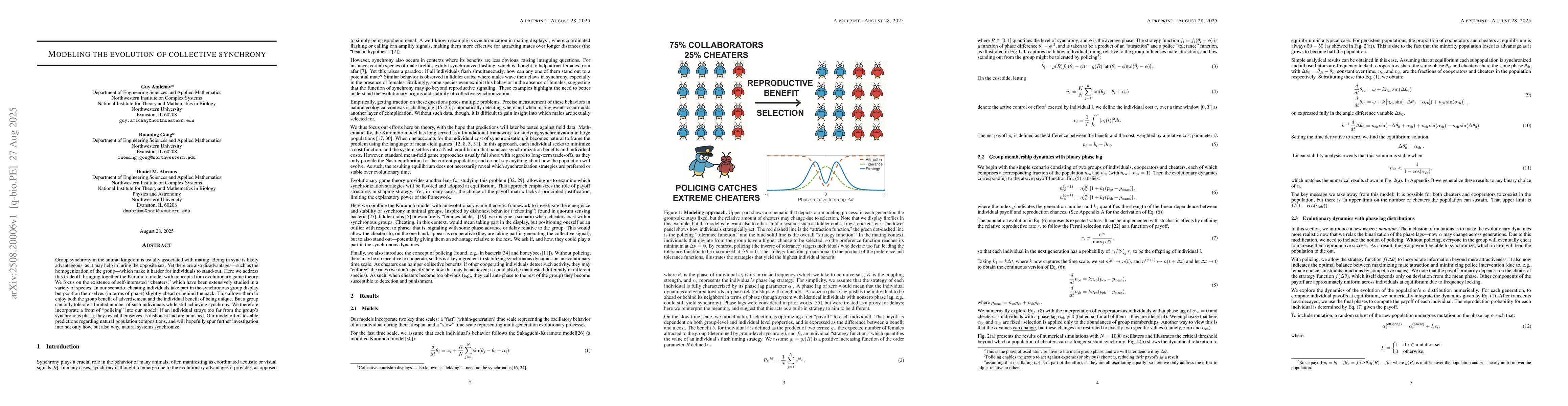 Thumbnail for Modeling the evolution of collective synchrony