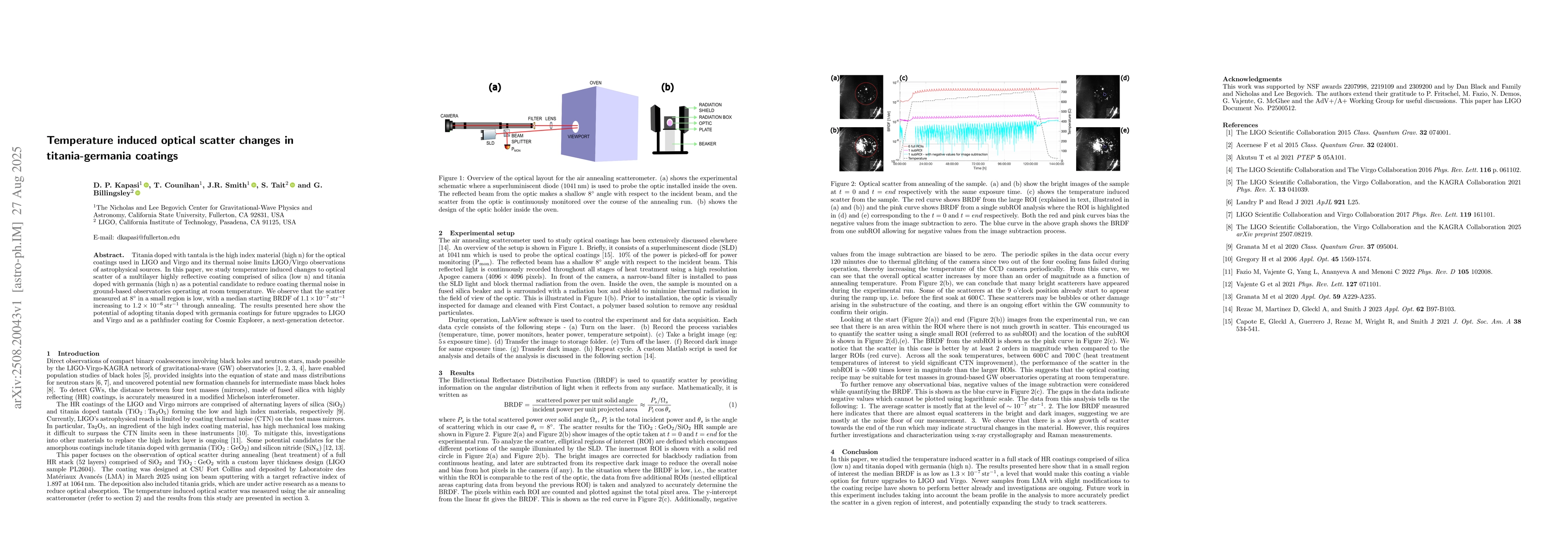 Thumbnail for Temperature induced optical scatter changes in titania-germania coatings