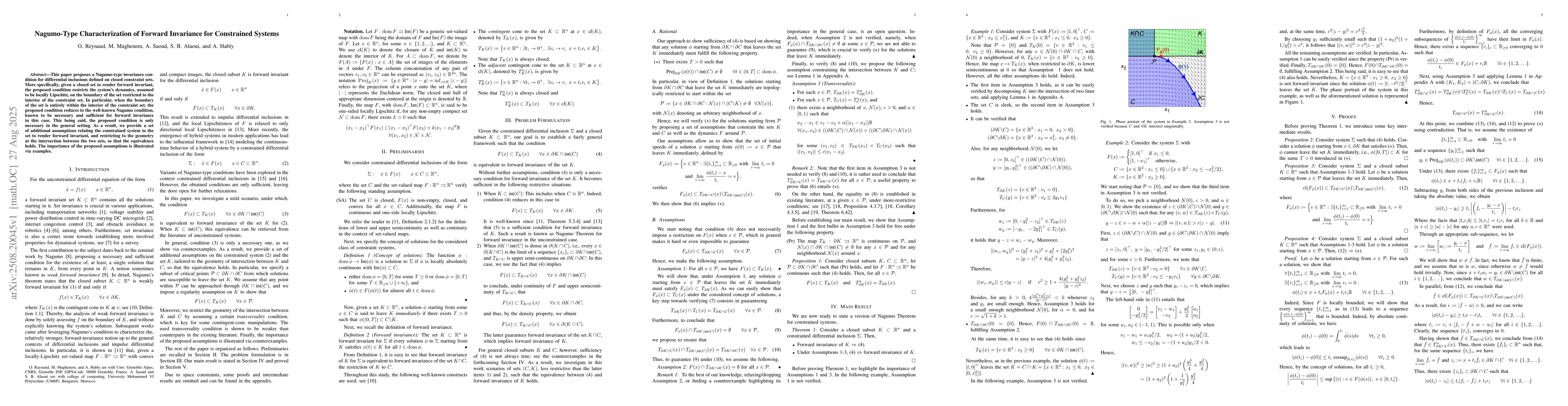Thumbnail for Nagumo-Type Characterization of Forward Invariance for Constrained
  Systems