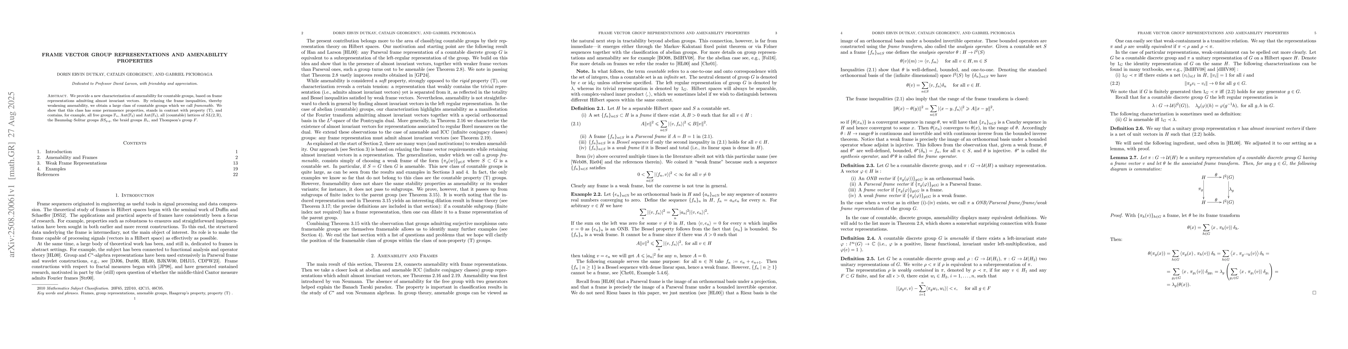 Thumbnail for Frame Vector Group Representations and Amenability Properties