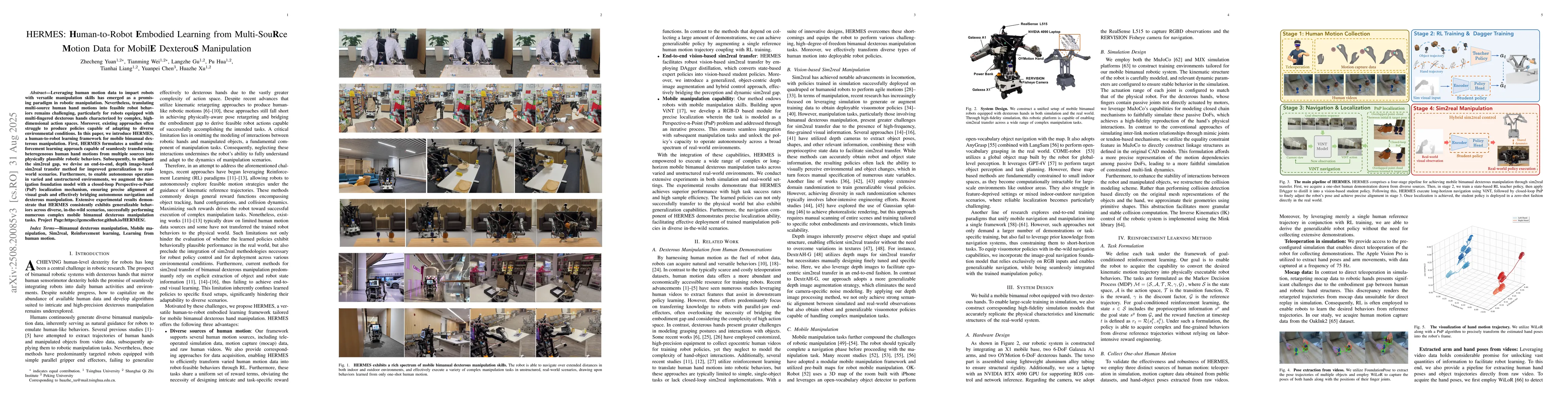 Thumbnail for HERMES: Human-to-Robot Embodied Learning from Multi-Source Motion Data
  for Mobile Dexterous Manipulation