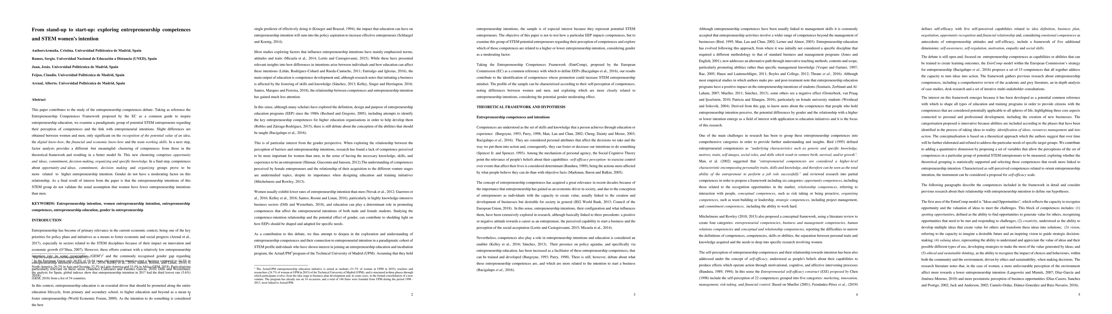 Thumbnail for From stand-up to start-up: exploring entrepreneurship competences and
  STEM womens intention