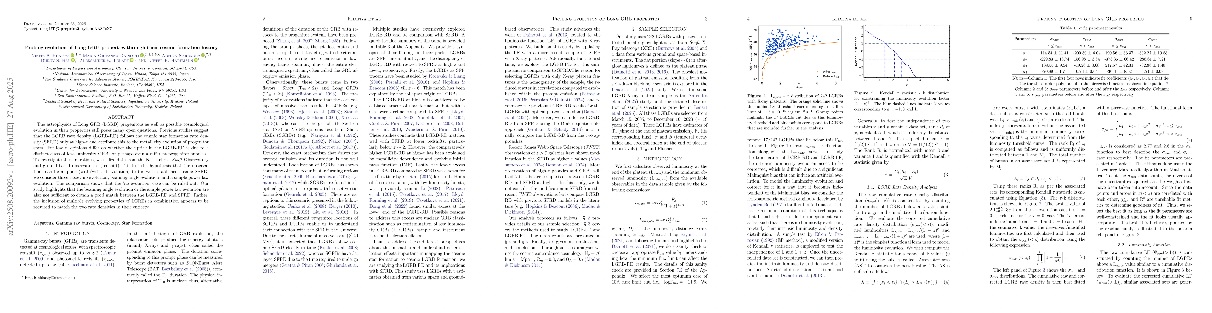 Thumbnail for Probing Evolution of Long Gamma-Ray Burst Properties through Their
  Cosmic Formation History