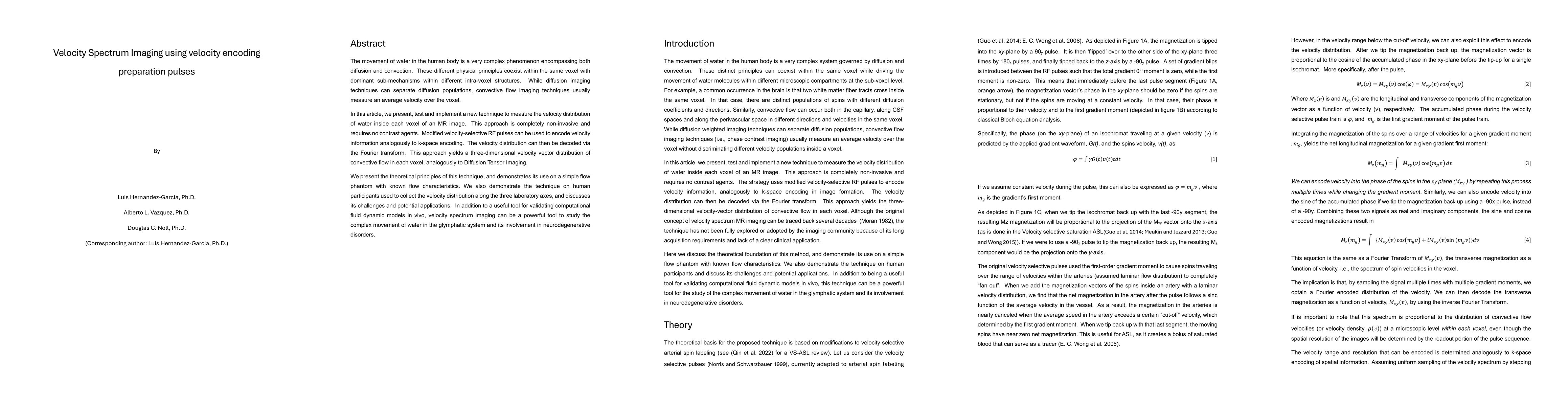 Thumbnail for Velocity Spectrum Imaging using velocity encoding preparation pulses
